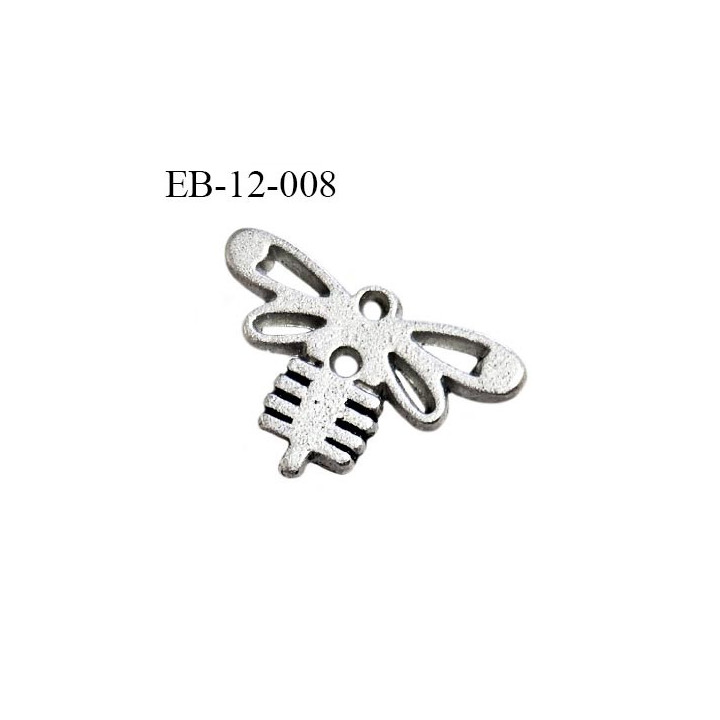 Décor en métal couleur argent mat motif libellule Brocéliande largeur 18 mm hauteur 12 mm épaisseur 2 mm prix à l'unité
