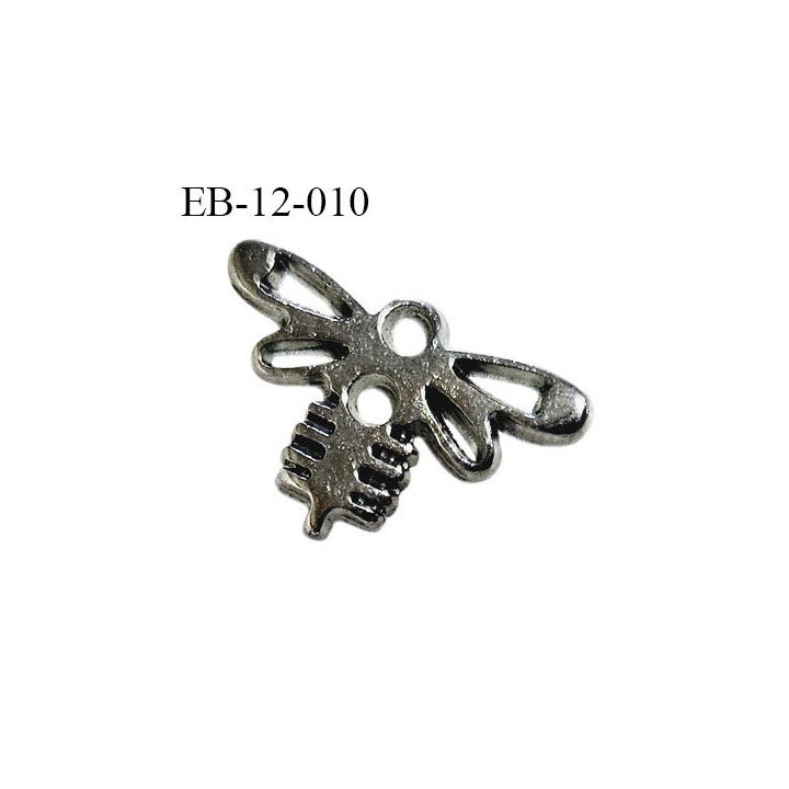 Décor en métal couleur chrome foncé motif libellule Brocéliande largeur 18 mm hauteur 12 mm épaisseur 2 mm prix à l'unité