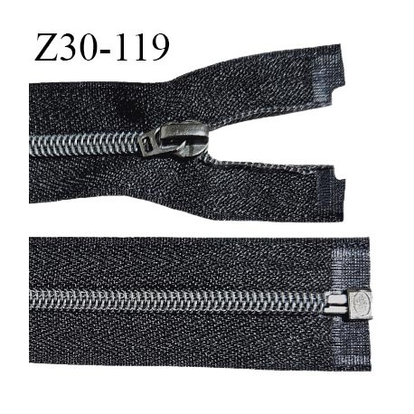 Fermeture 30 cm couleur noir séparable curseur métal longueur 30 cm largeur 2.7 cm largeur du zip 5 mm prix à l'unité