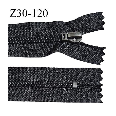 Fermeture 30 cm couleur noir non séparable curseur métal longueur 30 cm largeur 3.2 cm largeur du zip 5 mm prix à l'unité