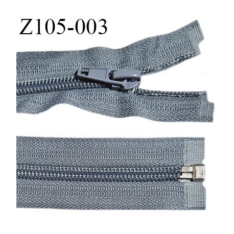 Fermeture zip 105 cm séparable couleur gris longueur 105 cm largeur 3.2 cm glissière nylon largeur 6.5 mm prix à la pièce