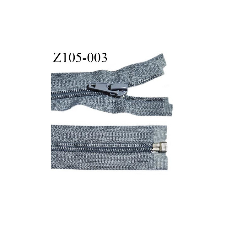 Fermeture zip 105 cm séparable couleur gris longueur 105 cm largeur 3.2 cm glissière nylon largeur 6.5 mm prix à la pièce