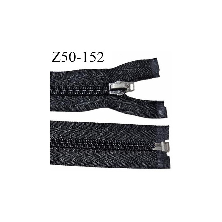 Fermeture 50 cm couleur noir séparable curseur métal longueur 50 cm largeur 2.7 cm largeur du zip 5 mm prix à l'unité