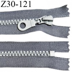 Fermeture zip moulée 30 cm non séparable couleur gris largeur 3 cm zip moulée grise 30 cm largeur 6 mm prix au mètre