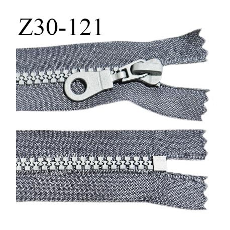 Fermeture zip moulée 30 cm non séparable couleur gris largeur 3 cm zip moulée grise 30 cm largeur 6 mm prix au mètre