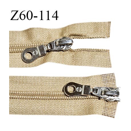 Fermeture zip 60 cm couleur caramel clair double curseur longueur 60 cm largeur 3.2 cm zip moulée largeur 6.5 mm prix à l'unité