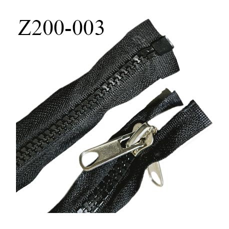 Fermeture zip moulée double curseur 240 cm haut de gamme couleur noir largeur 3.7 cm glissière moulée séparable longueur 240 cm
