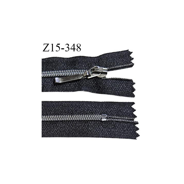 Fermeture zip 15 cm non séparable couleur noir longueur 15 cm largeur 2.7 cm glissière nylon curseur métal largeur 5 mm