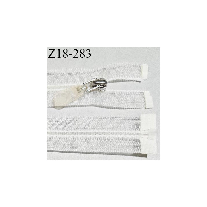 Fermeture zip 18 cm séparable couleur naturel transparent longueur 18 cm largeur 3.2 cm glissière moulée largeur 6 mm