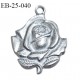 Pendentif en métal couleur argent motif rose largeur 25 mm hauteur 28 mm prix à l'unité