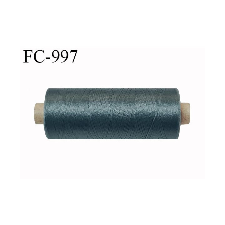 Bobine de fil 500 m mousse polyester n° 120  couleur gris tempête  longueur 500  mètres bobiné en France