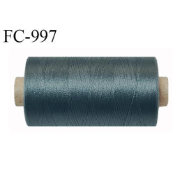 Bobine de fil 1000 m mousse polyester n° 120  couleur gris tempête  longueur 1000  mètres bobiné en France
