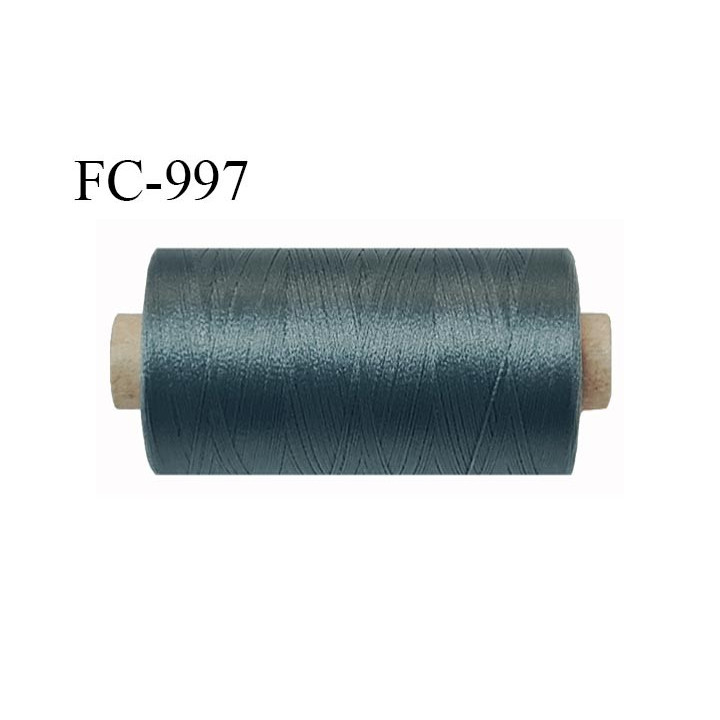 Bobine de fil 1000 m mousse polyester n° 120  couleur gris tempête  longueur 1000  mètres bobiné en France