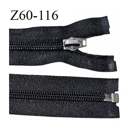 Fermeture 60 cm couleur noir séparable curseur métal longueur 60 cm largeur 2.7 cm largeur du zip 5 mm prix à l'unité