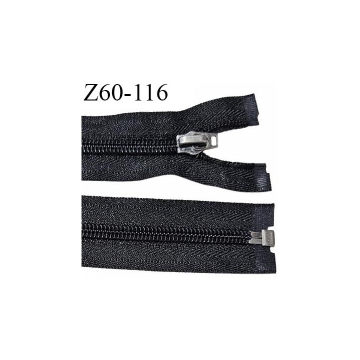 Fermeture 60 cm couleur noir séparable curseur métal longueur 60 cm largeur 2.7 cm largeur du zip 5 mm prix à l'unité