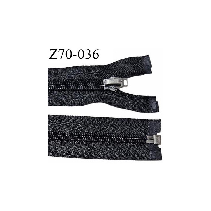 Fermeture 70 cm couleur noir non séparable curseur métal longueur 70 cm largeur 3.2 cm largeur du zip 5 mm prix à l'unité