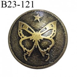 Bouton 23 mm métal avec motif papillon couleur laiton diamètre 23 mm accroche avec un anneau prix à la pièce