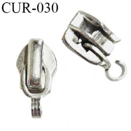 Curseur en métal couleur chrome pour glissière de 6 mm avec accroche pour ajouter une tirette prix à la pièce