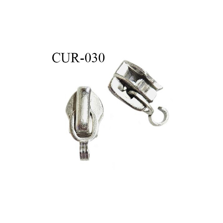 Curseur en métal couleur chrome pour glissière de 6 mm avec accroche pour ajouter une tirette prix à la pièce