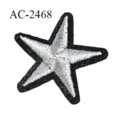 Décor ornement écusson étoile en feutrine noire et fil argenté largeur 3.5 cm à coudre prix à l'unité