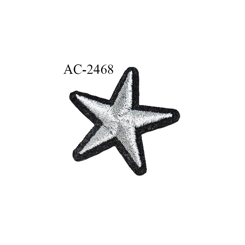 Décor ornement écusson étoile en feutrine noire et fil argenté largeur 3.5  cm à coudre prix à l'unité - mercerie-extra