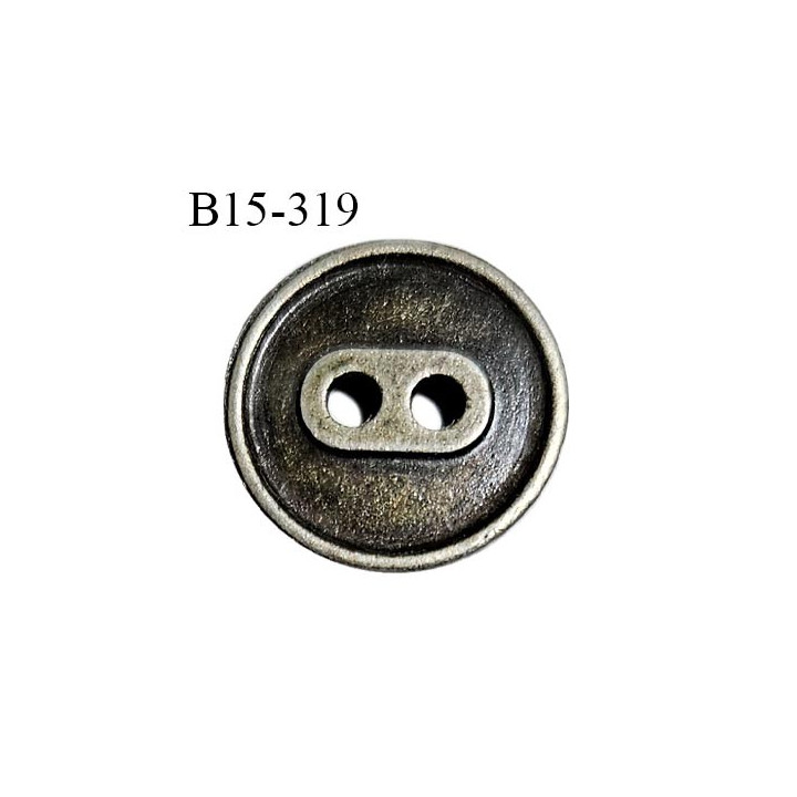 Bouton 15 mm en métal couleur laiton avec gravure au dos 2 trous diamètre 15 mm épaisseur 25 mm prix à l'unité