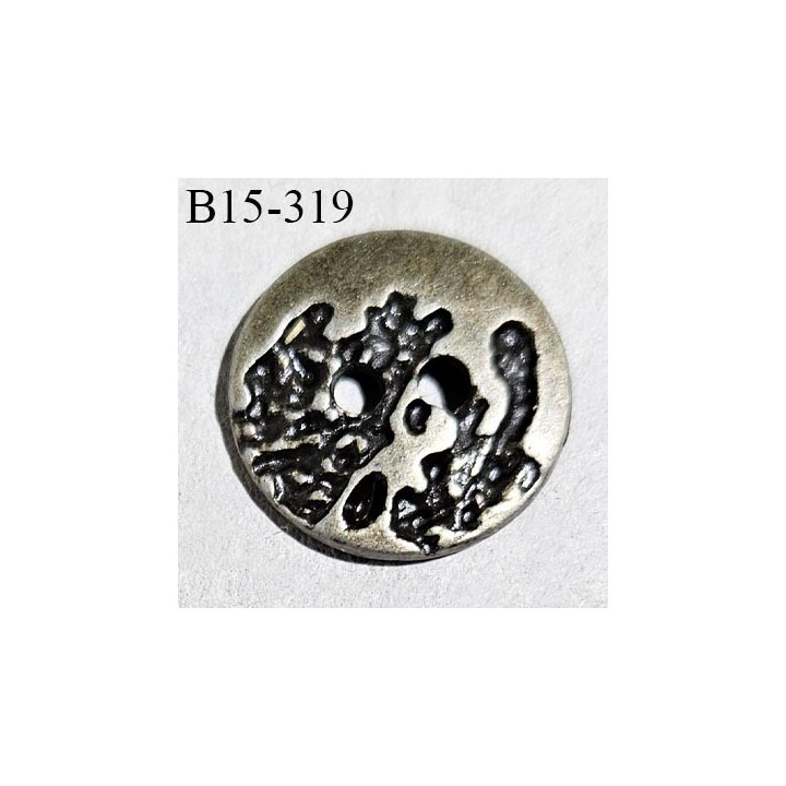 Bouton 15 mm en métal couleur laiton avec gravure au dos 2 trous diamètre 15 mm épaisseur 25 mm prix à l'unité