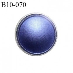 Bouton bombé 10 mm en métal couleur argent et bleu accroche avec un anneau diamètre 10 mm épaisseur 2.5 mm prix à la pièce