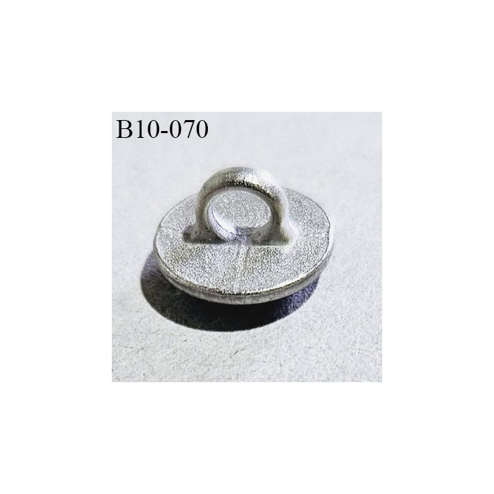 Bouton bombé 10 mm en métal couleur argent et bleu accroche avec un anneau diamètre 10 mm épaisseur 2.5 mm prix à la pièce
