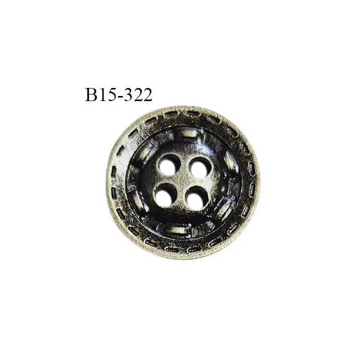Bouton 15 mm en métal couleur laiton 4 trous diamètre 15 mm épaisseur 2 mm prix à l'unité