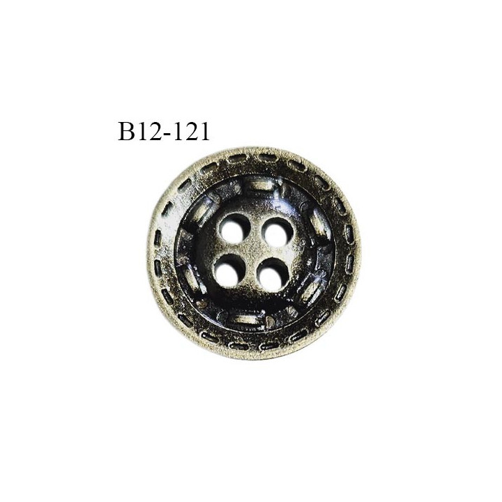Bouton 12 mm en métal couleur laiton avec décor gravé 4 trous diamètre 12 mm épaisseur 1 mm prix à la pièce