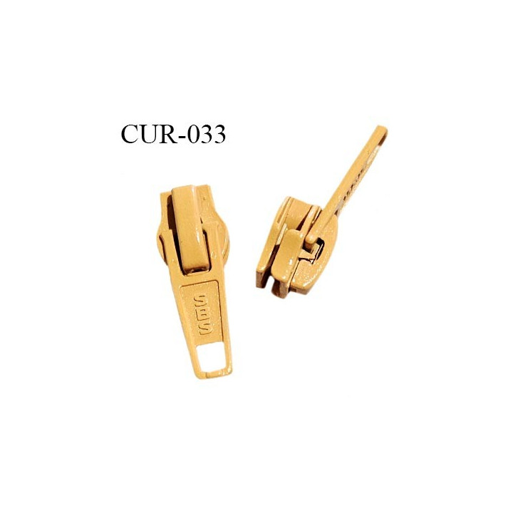 Curseur en métal 6 mm couleur jaune orangé pour glissière de 6 mm prix à la pièce