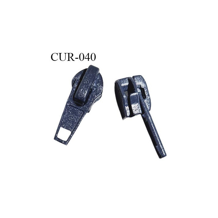 Curseur en métal 6 mm couleur bleu marine pour glissière de 6 mm prix à la pièce