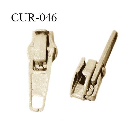 Curseur en métal 4 mm couleur beige clair pour glissière de 4 mm prix à la pièce