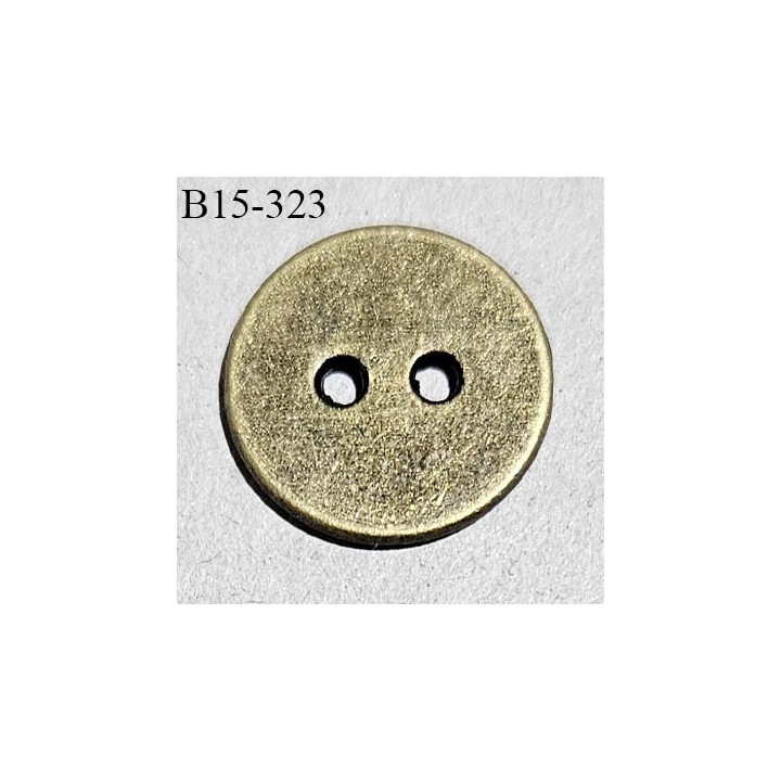 Bouton 15 mm en métal couleur laiton 2 trous inscription LOU COTON diamètre 15 mm épaisseur 1.5 mm prix à l'unité