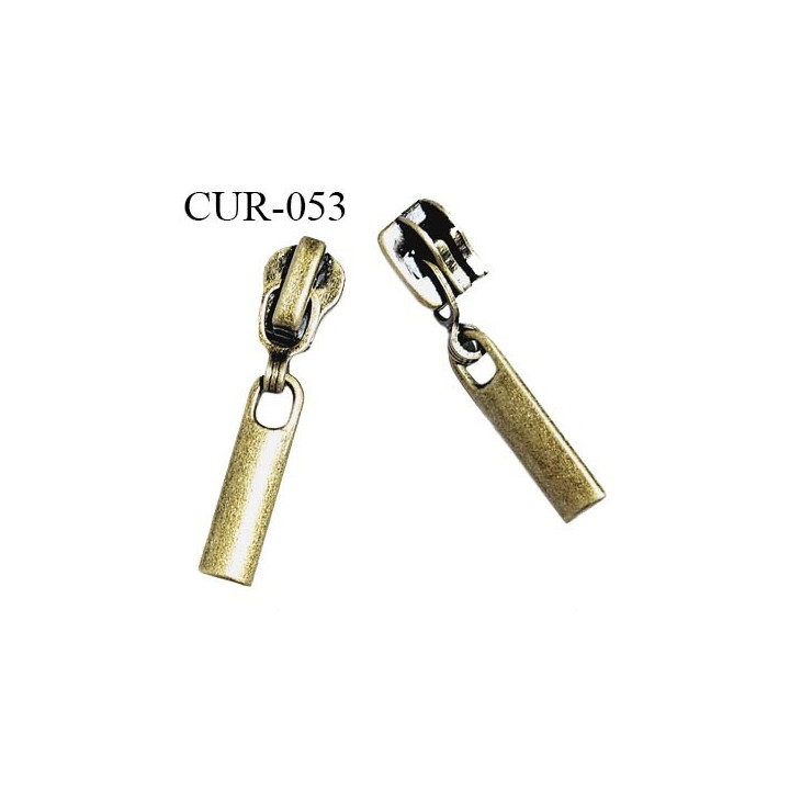 Curseur en métal 4 mm couleur laiton doré pour glissière de 4 mm prix à la pièce