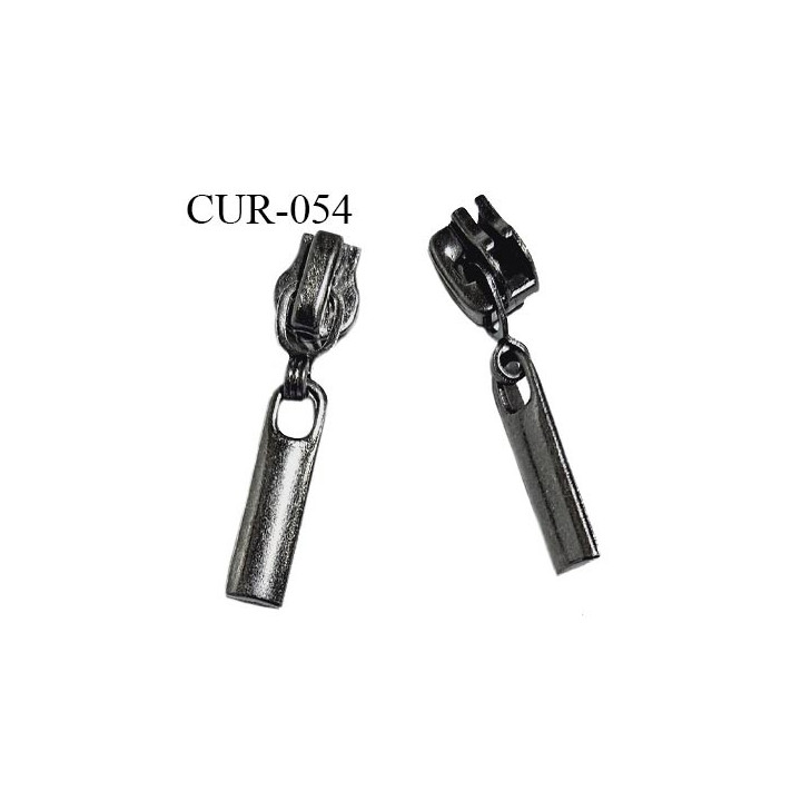 Curseur en métal 4 mm couleur chrome foncé  pour glissière de 4 mm prix à la pièce