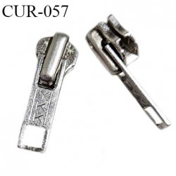 Curseur en métal 6 mm YKK couleur argent pour glissière de 6 mm prix à la pièce