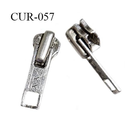 Curseur en métal 6 mm YKK couleur argent pour glissière de 6 mm prix à la pièce