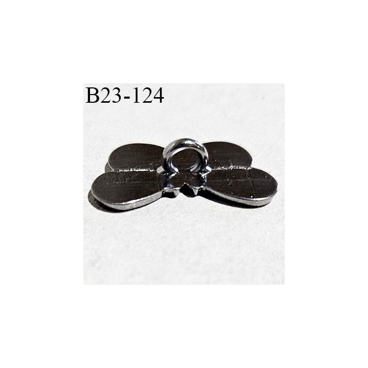 Bouton 23 mm métal en forme de papillon couleur chrome largeur 23 mm hauteur 13 mm épaisseur 1.5 mm