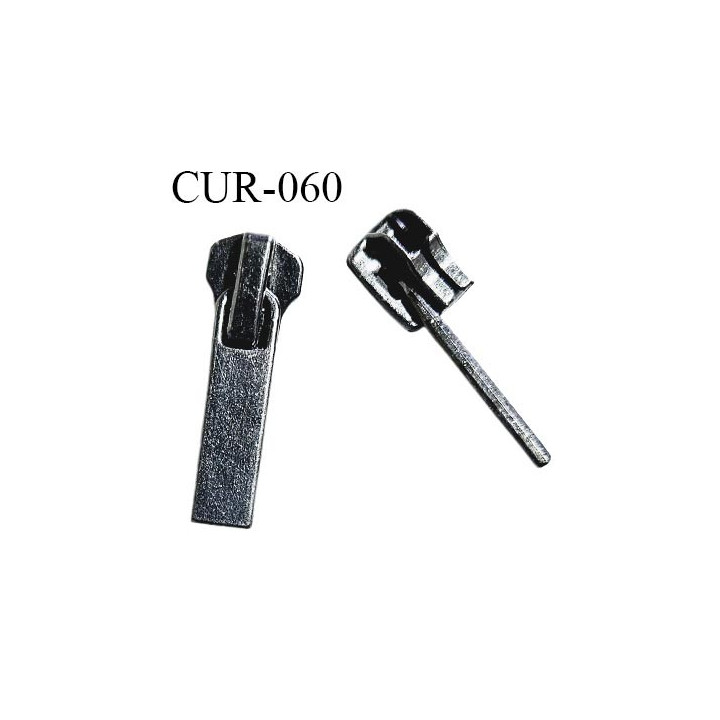 Curseur en métal 6 mm couleur chrome foncé  pour glissière de 6 mm prix à la pièce