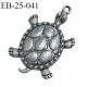 Pendentif en métal couleur argent vieilli en forme de tortue largeur 25 mm hauteur 38 mm prix à l'unité