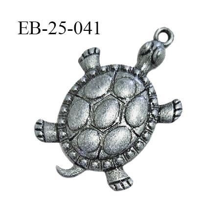 Pendentif en métal couleur argent vieilli en forme de tortue largeur 25 mm hauteur 38 mm prix à l'unité