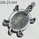 Pendentif en métal couleur argent vieilli en forme de tortue largeur 25 mm hauteur 38 mm prix à l'unité