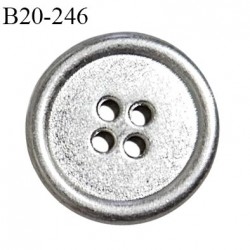 Bouton 20 mm en métal couleur argent 4 trous diamètre 20 mm épaisseur 3 mm prix à l'unité