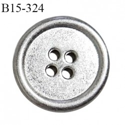 Bouton 15 mm en métal couleur argent 4 trous diamètre 15 mm épaisseur 3 mm prix à l'unité