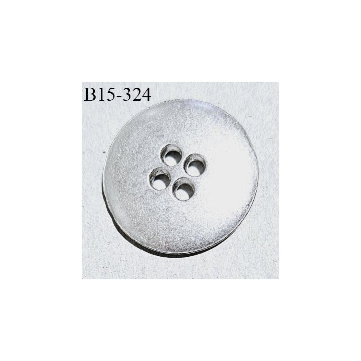 Bouton 15 mm en métal couleur argent 4 trous diamètre 15 mm épaisseur 3 mm prix à l'unité