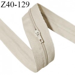 Fermeture zip en morceau de 40 cm avec un curseur couleur beige largeur 27 mm zip glissière nylon largeur 4 mm