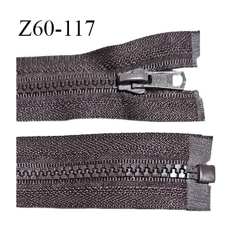 Fermeture zip moulée 60 cm séparable couleur marron longueur 60 cm largeur 3.2 cm zip moulée largeur 6 mm prix à l'unité