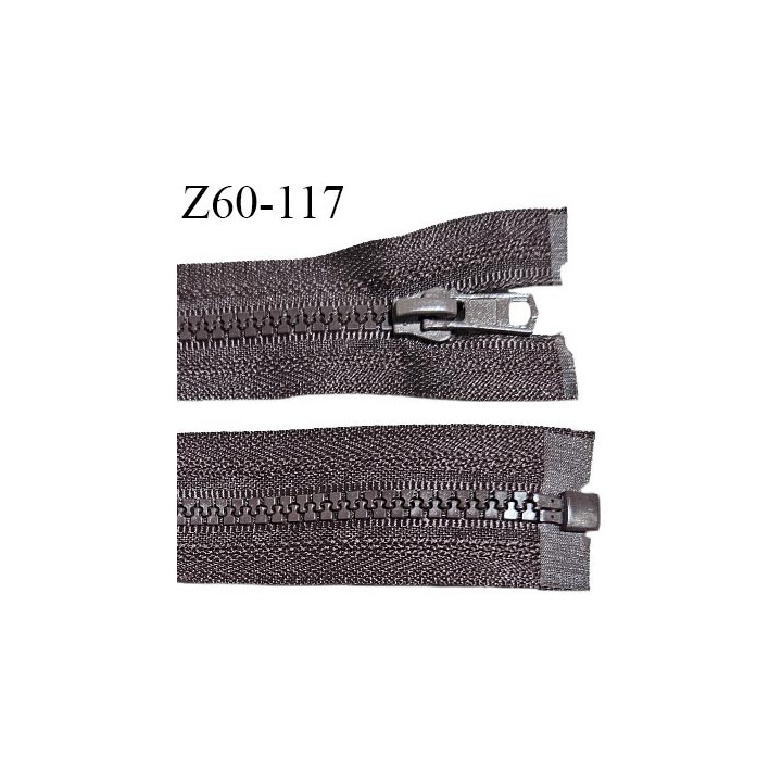 Fermeture zip moulée 60 cm séparable couleur marron longueur 60 cm largeur 3.2 cm zip moulée largeur 6 mm prix à l'unité